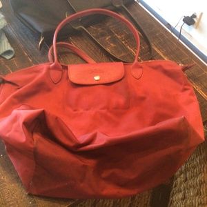 RED Longchamp tote